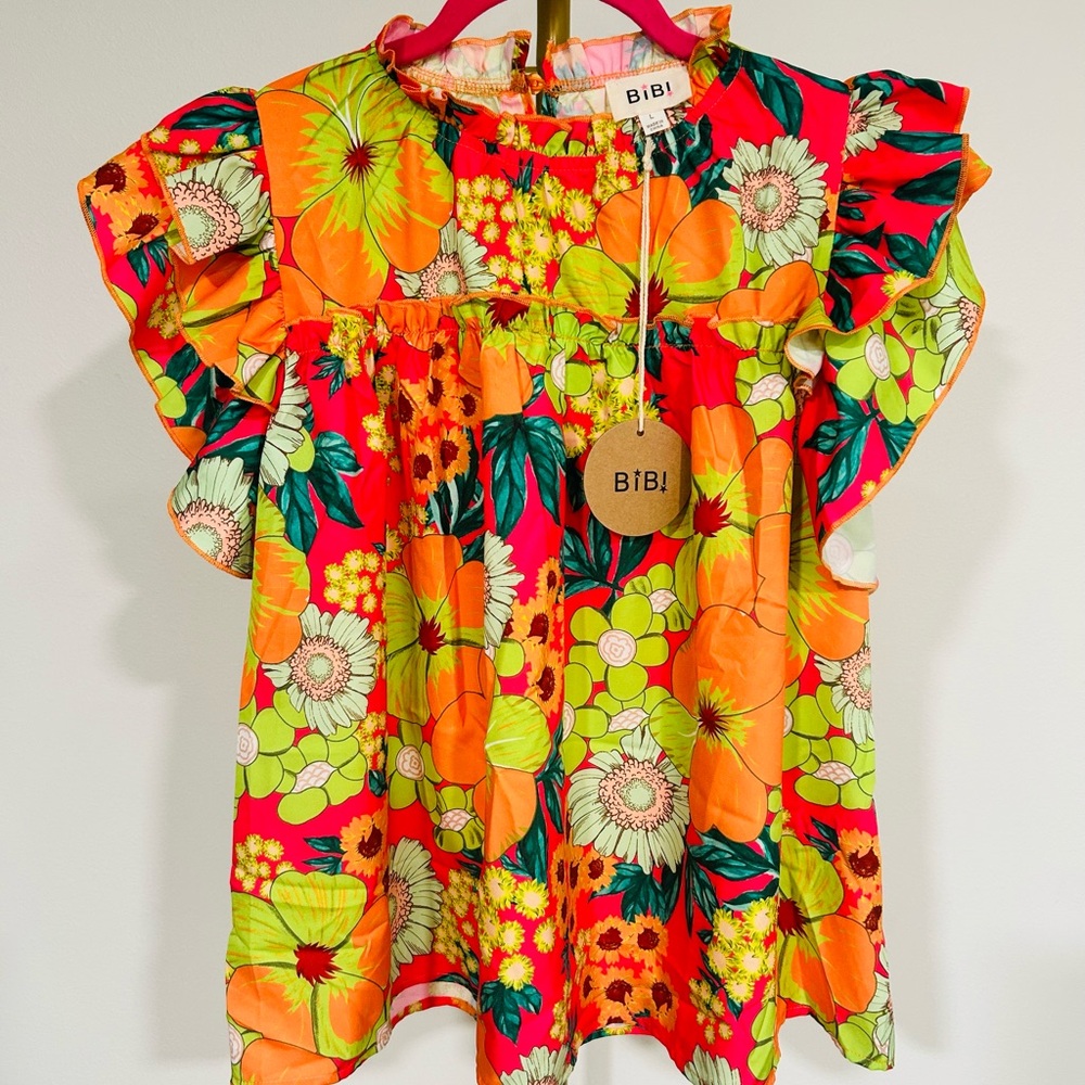 Bibi Floral Ruffle Blouse